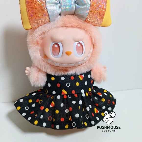 Halloween Polka Dot Candy Dress with Candy Corn Bow Labubu Outfit - Picture 7 of 7